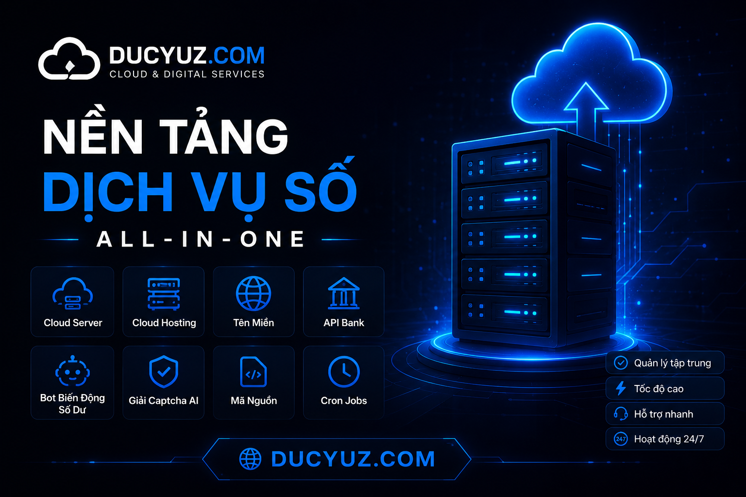 Logo Web.DucYuz.Com - Hosting, VPS, Domain, API Bank & Giải Captcha Giá Rẻ